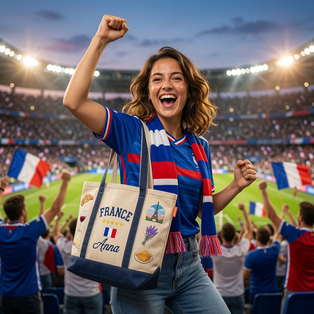 France World Cup Soccer Canvas Purse - Personalized Tote Bag - Gift For Football Lovers, Sports Fans, Sports Lovers, Wolrd Cup