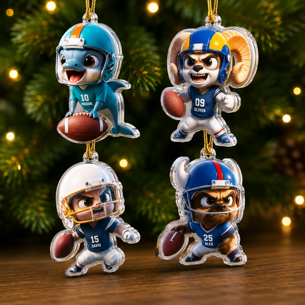Football Ornament - Personalized 3D Acrylic Ornament - Gift For Football Fans