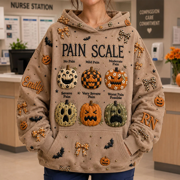 Pumpkin Pain Scale Custom Name Gift For Nurse - Personalized All Over Shirt