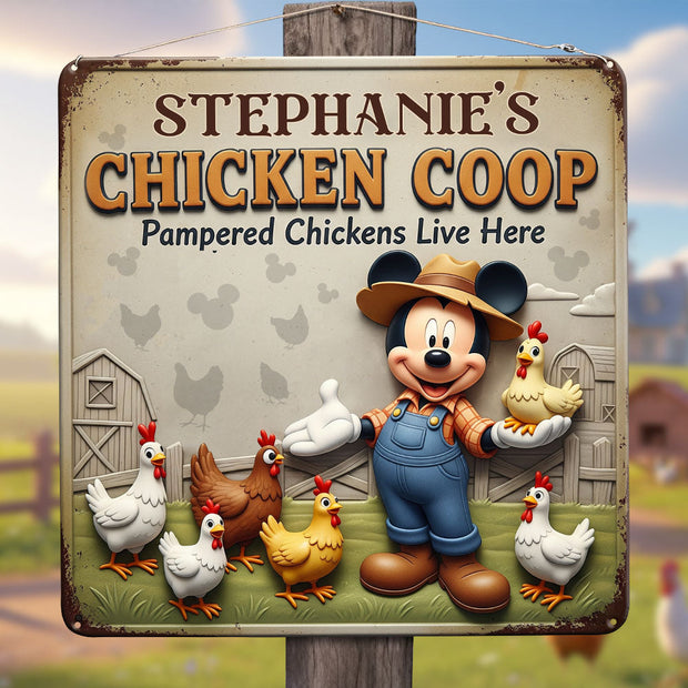 MkMo Cute Chicken Coop - Personalized Shaped Metal Sign - Gift For Garden Lovers