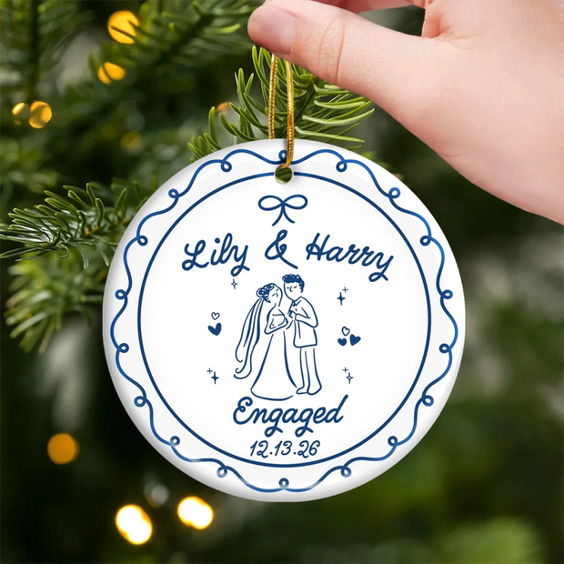 Merry Memories, Starting With You - Personalized Ceramic Ornament - Chrismas Gift For Couple