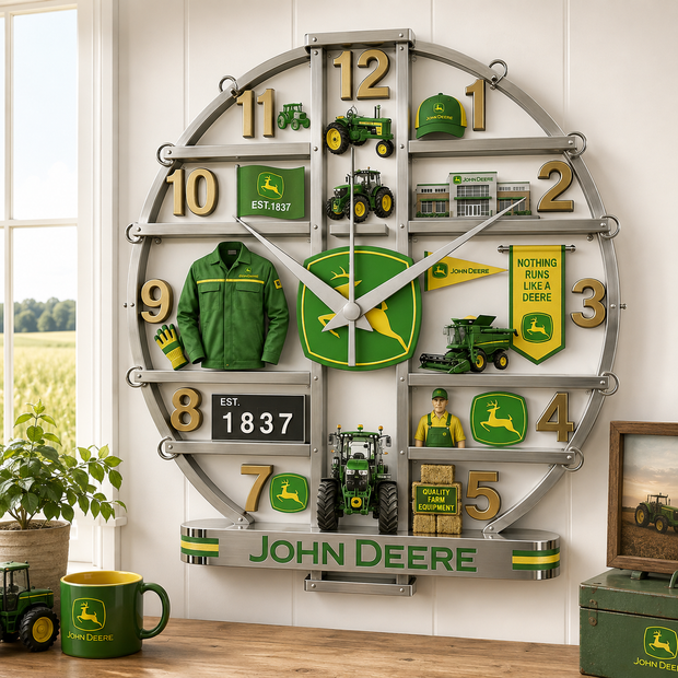 Nothing Runs Like A Deere - Wall Hanging Clock - Gift For Farmers