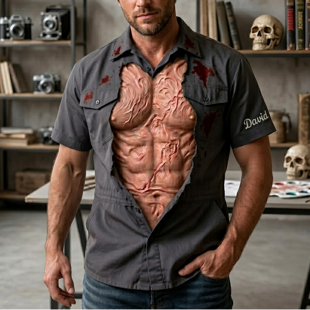Silent Stalker Bloody Muscle - Personalized AOP TShirt - Gifts For Horror Lovers