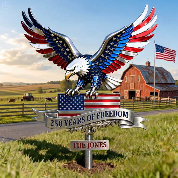 250 Yeas Of Freedom Patriotic Eagle - Personalized Metal Sign - 250th Anniversary Gift