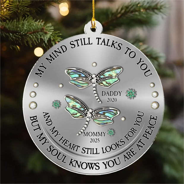 Dragonfly My Mind My Heart My Soul - Personalized Shaped Acrylic Ornament - Memorial Sympathy Gifts For Loss Of Mom, Dad HN02