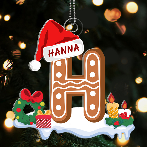Gingerbread Cookie Letter - Personalized Custom Shaped Acrylic Ornament HN02