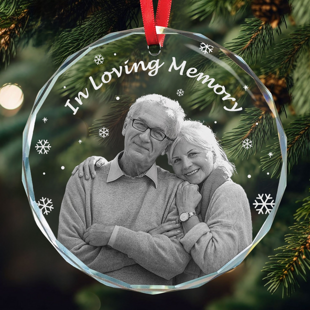 In Loving Memory Forever In Our Hearts - Personalized Glass Ornament - Memorial Sympathy Gifts For Loss Of Mom, Dad HN02