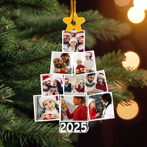 Custom Photo Family Tree Christmas - Personalized Shaped Acrylic Ornament - Gift For Family Members HN02