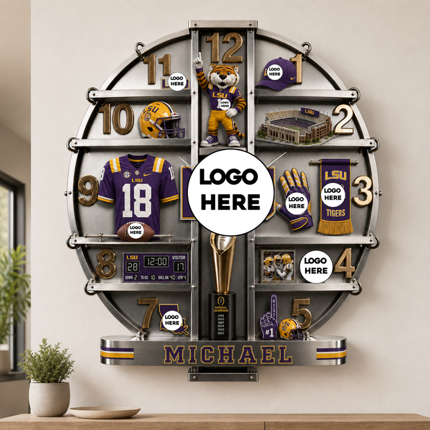 Team Spirit Wall Clock - Personalized Wall Hanging Clock - Gift For Sports Lovers, Sports Fans