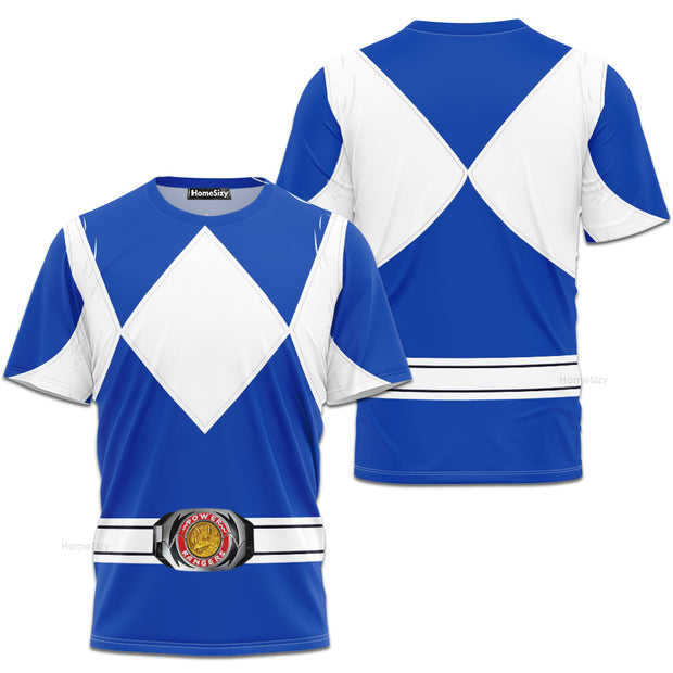 Blue Power Ranger Cosplay Costume - 3D Tshirt