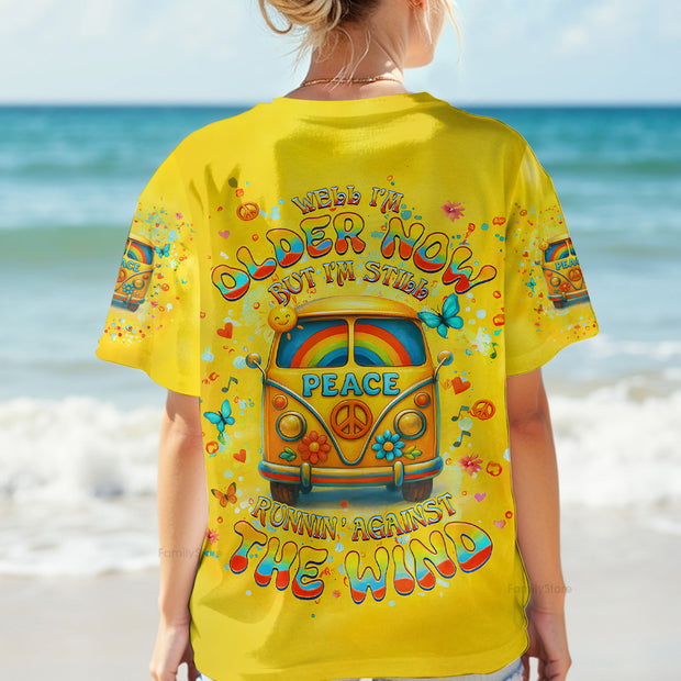 Peaceful VW Bus - Well I'm Older Now Graphic Tee with Rainbow & Flower for Women - AOP Shirts QT5061901