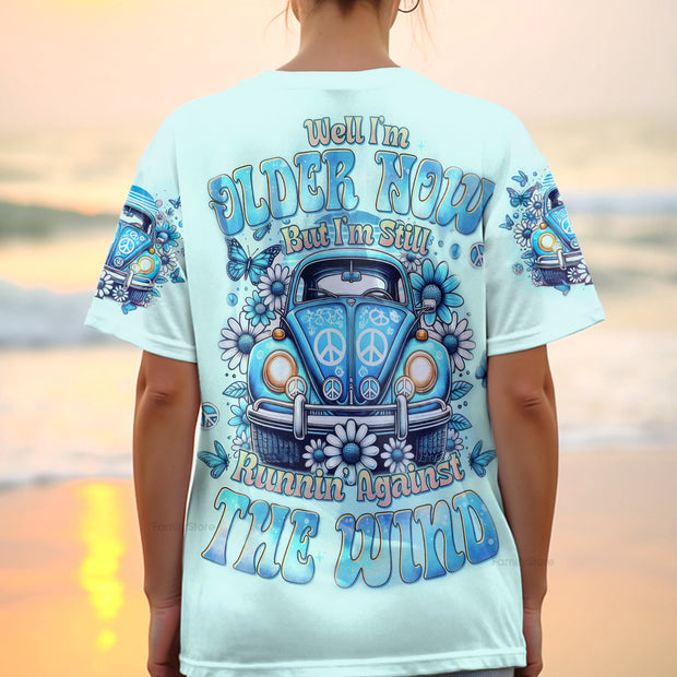 Well I'm Older Now But I?m Still Running Against the Wind - Retro Blue VW Hippie - AOP Shirts