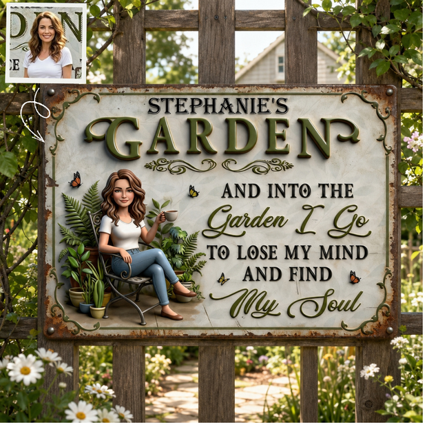 In My Garden I Find My Soul - Personalized Metal Signs - Gift for Gardening Lovers