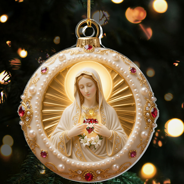 Hearts Of The Holy Family - Personalized Acrylic Ornament - Gift For Christmas HL128