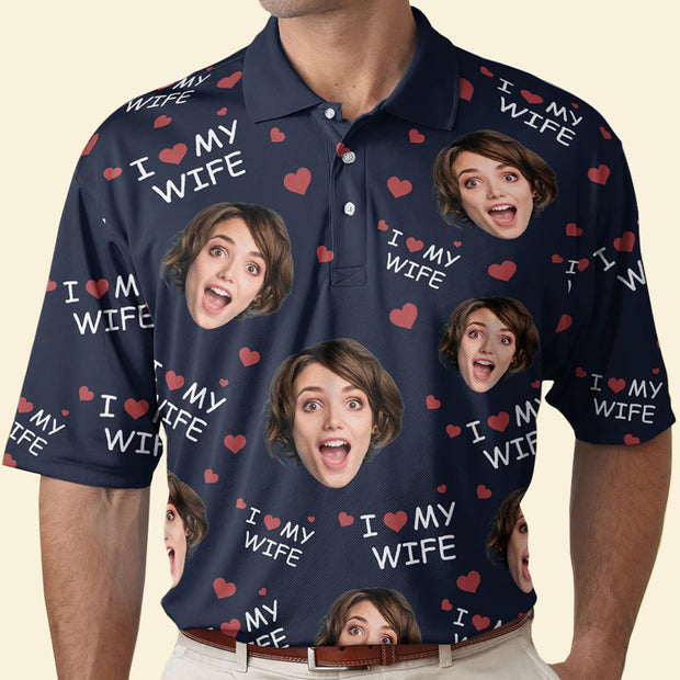 Custom Photo I Love My Wife So Much - Gift For Couples, Wife, Husband - Personalized Men Polo Shirt