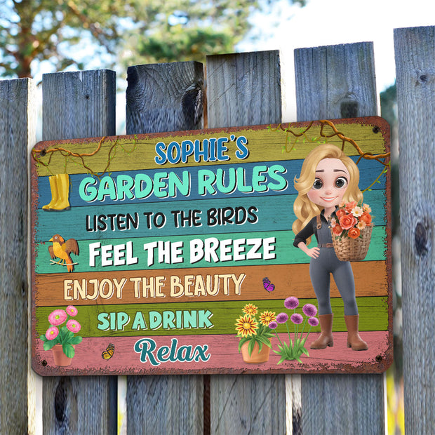 Grandma Garden Rules - Personalized Metal Sign - Home Decor Gift For Gardening Lovers