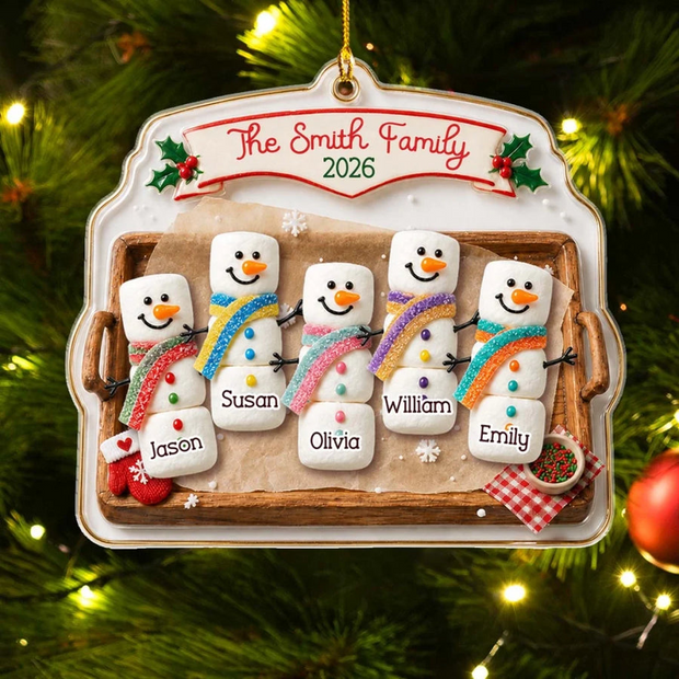 Joy Feels Like Family - Personalized Acrylic Ornament - Christmas Gift For Family