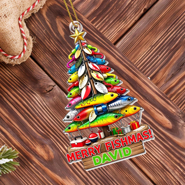 Merry Fishmas Tree Custom Name Christmas Gift For Fishing Lovers - Personalized Acrylic Ornament