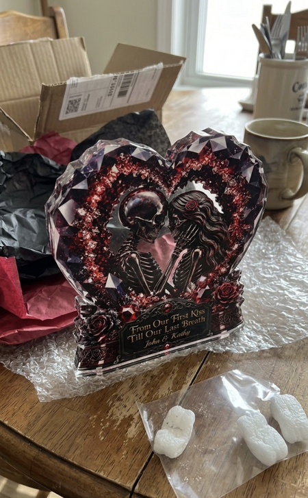 Review by Kathy L. - Our Love Story Never Dies - Personalized Shape Acrylic Plaque - Halloween Gift For Couple