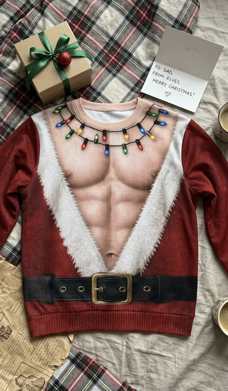 Review by Michale K - Santa Abs On Full Display Today - Personalized Chrismas Ugly Sweatshirt - Chrismas Gift For Him