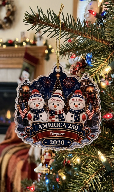 Review by Sierra T. - Snowman Family 250 Years Of Freedom Anniversary - Personalized Acrylic Ornament - Christmas Gift For Family