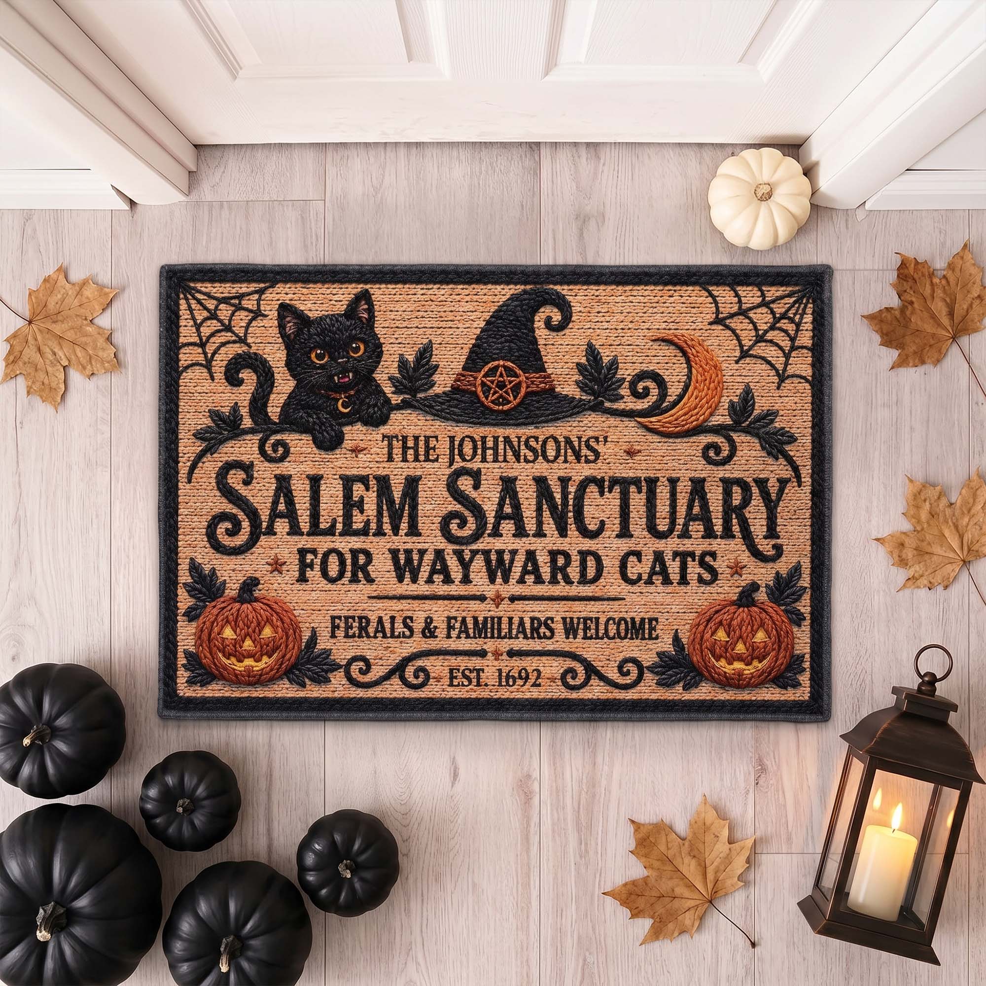 salem sanctuary for wayward cats ferals and familiars welcome personalized doormat 4