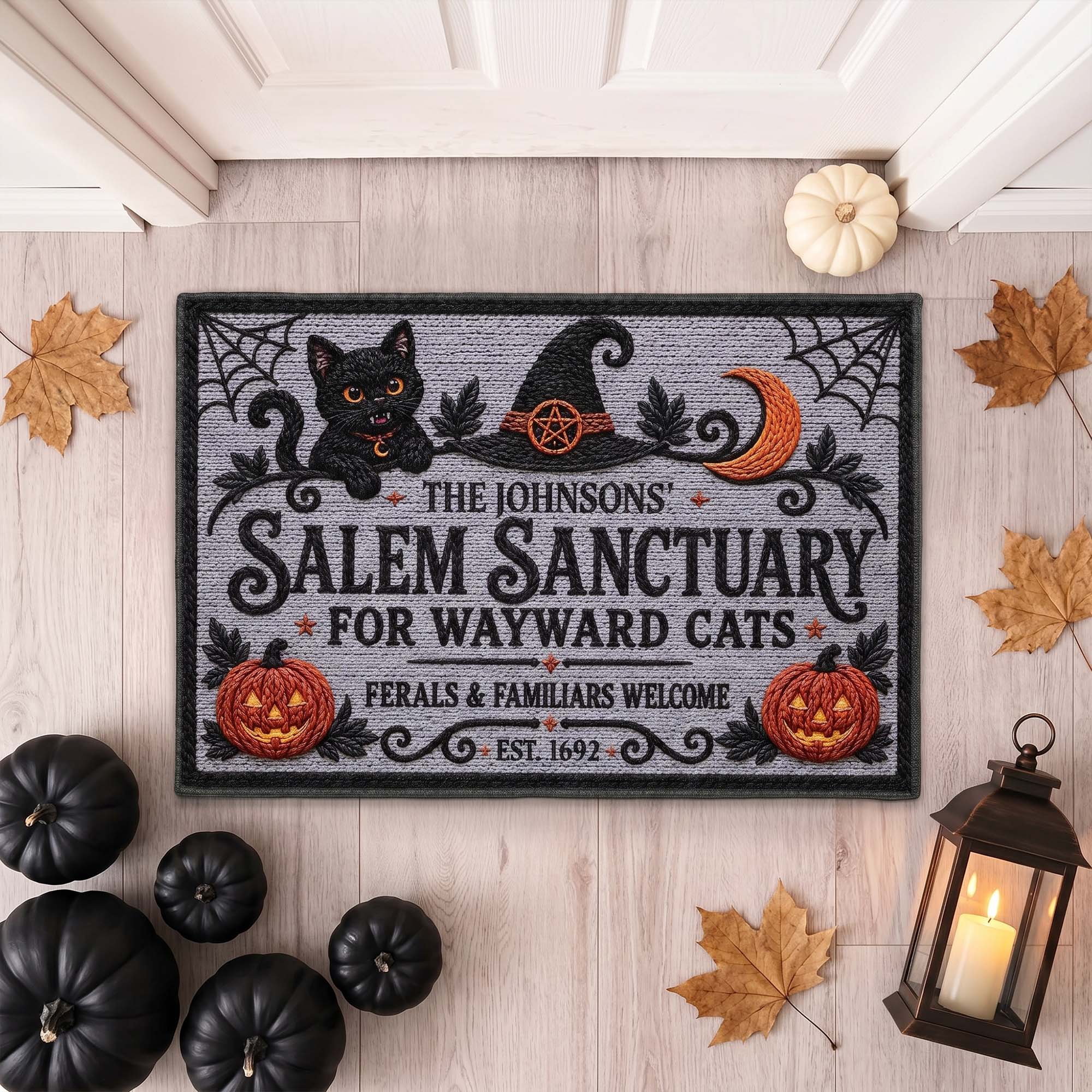salem sanctuary for wayward cats ferals and familiars welcome personalized doormat 5