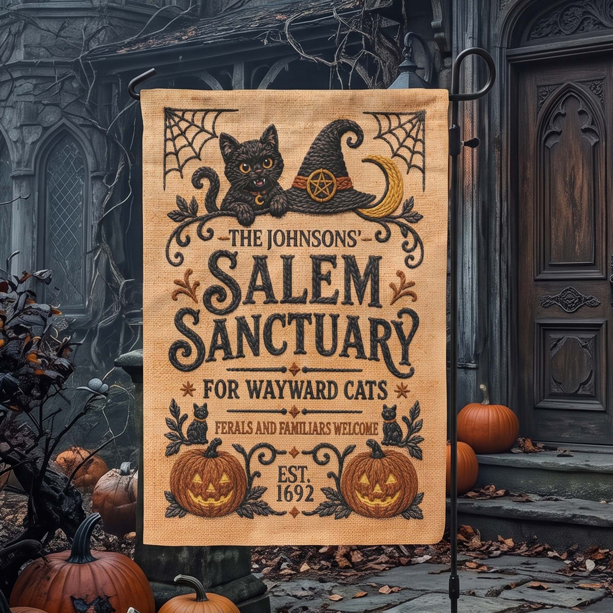 salem sanctuary for wayward cats ferals and familiars welcome personalized flag 3