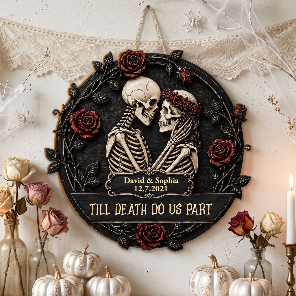 till death do us part gothic romance anniversary gift for him her personalized wood sign 1