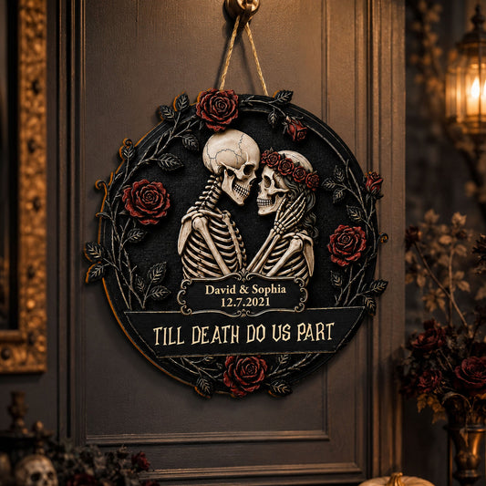 till death do us part gothic romance anniversary gift for him her personalized wood sign 2