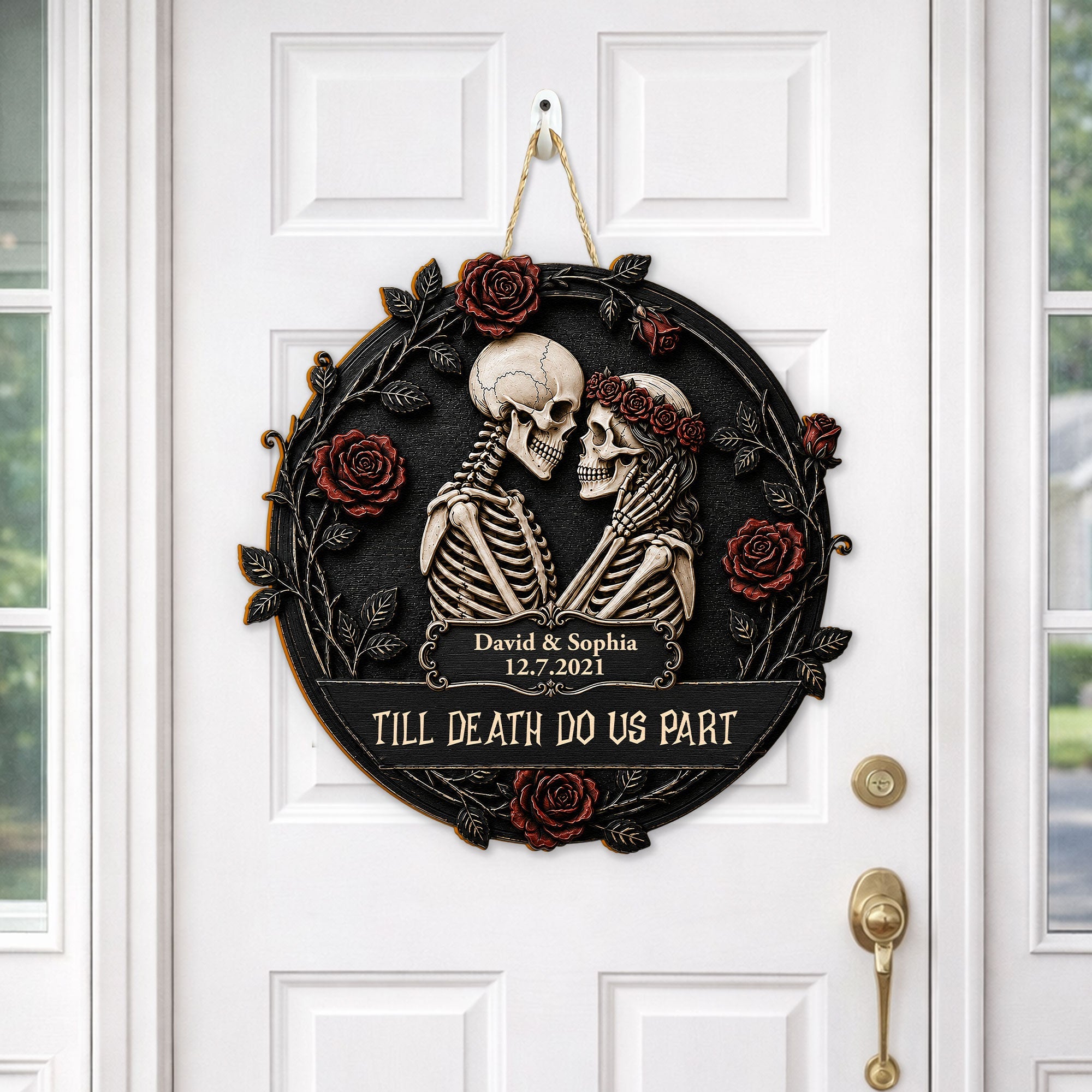 till death do us part gothic romance anniversary gift for him her personalized wood sign 3