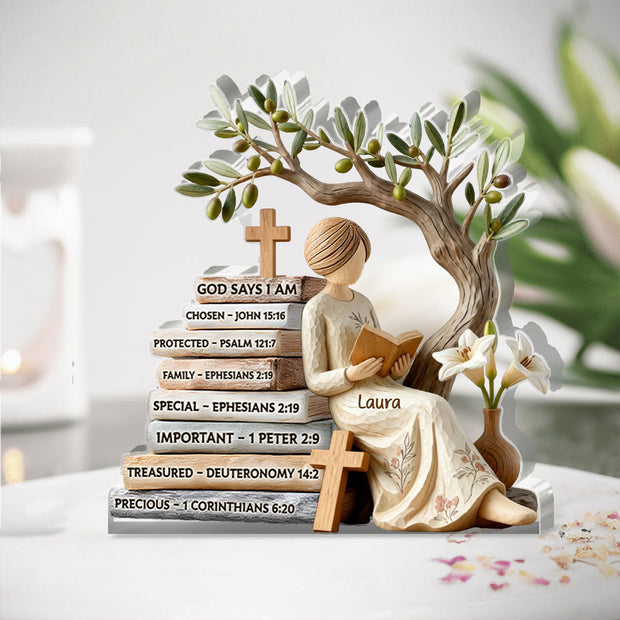God Says I Am - Personalized Custom Shaped Acrylic Plaque - Gift For Family