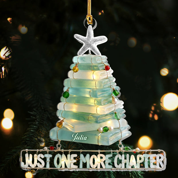 Just One More Chapter Christmas Gift For Book Lovers - Personalized Glass Ornament