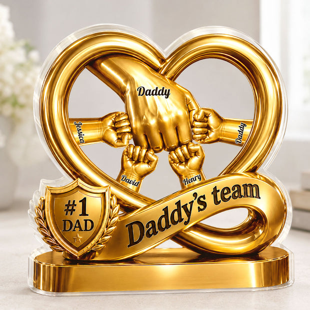 Daddy's Team - Personalized Shaped Acrylic Plaque - Gift For Father's Day