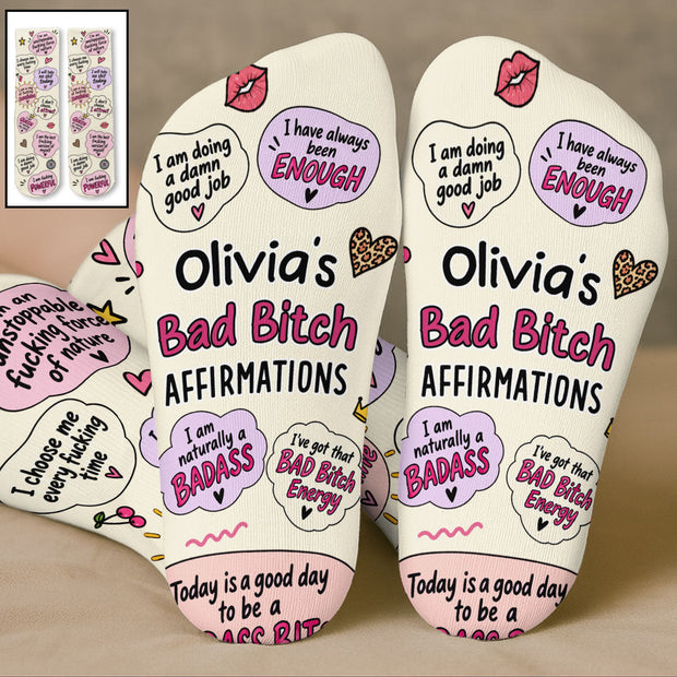 Badass Affirmations - Personalized Crew Socks - Gift For Him