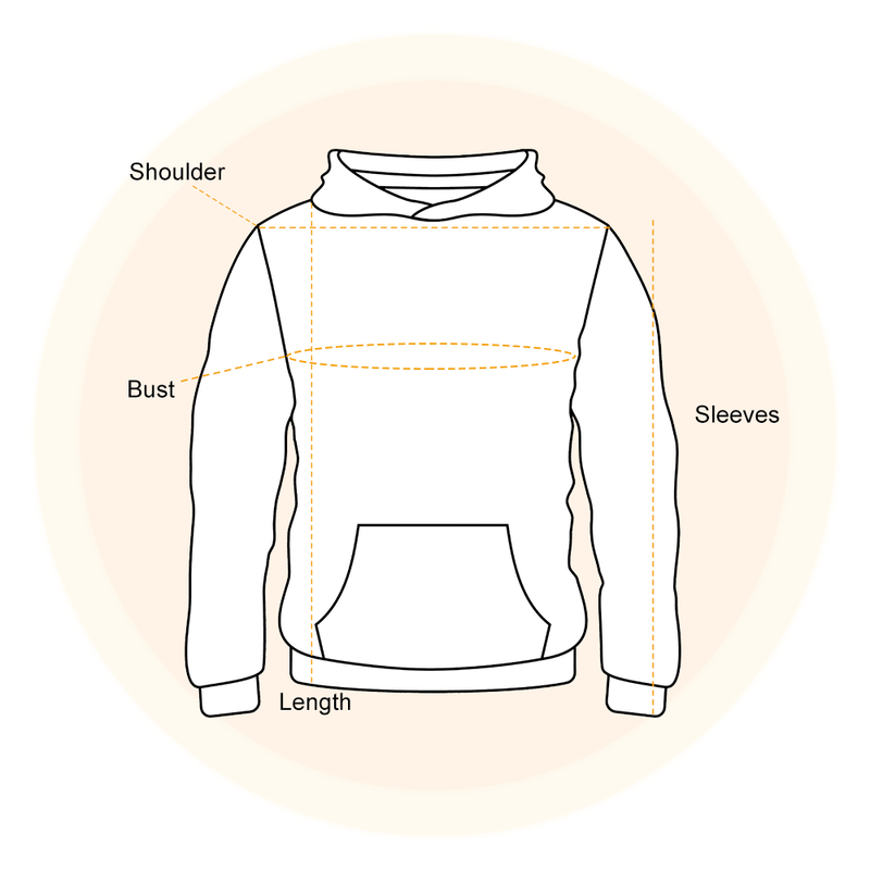 AOP Hoodie measurement guide