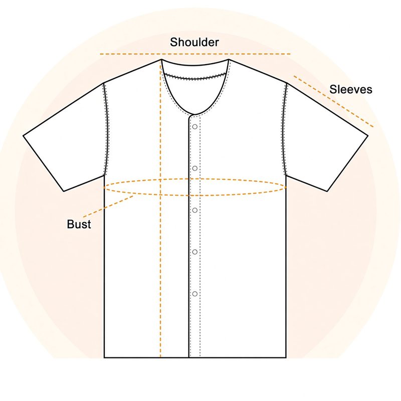 AOP Kid & Youth Baseball Jersey measurement guide