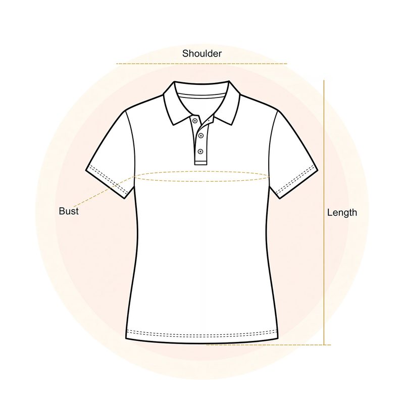 AOP Women Polo measurement guide